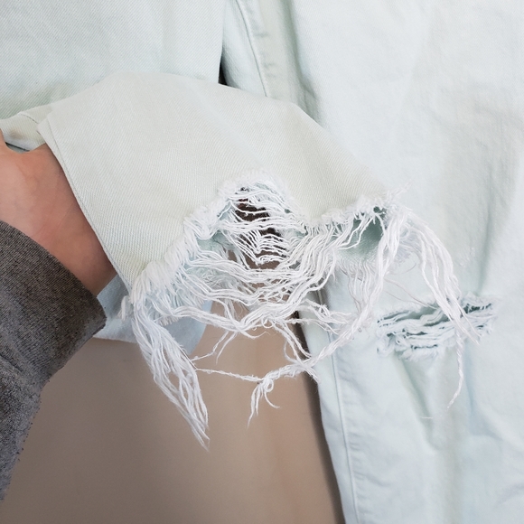 J Brand Wynne mint green distressed high rise straight jeans 27 - Picture 4 of 6